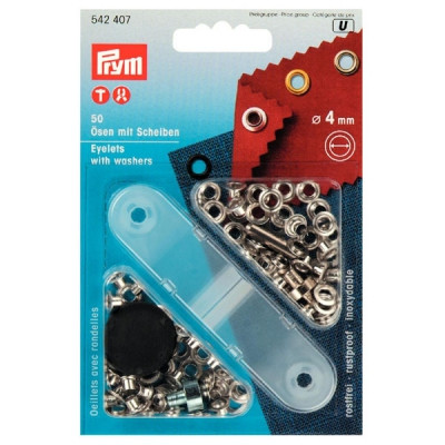 Prym Ösen mit Scheiben 4mm Silber