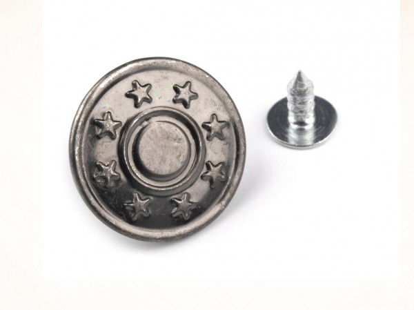 Jeansknopf " Sterne " silber