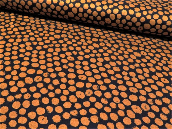 Double Face Jersey "Punkte" kupfer-schwarz