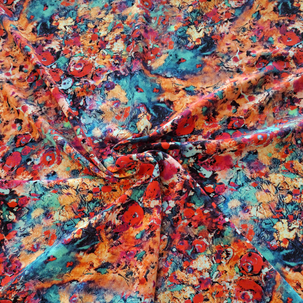Viskose "Abstract" rot/orange/blau