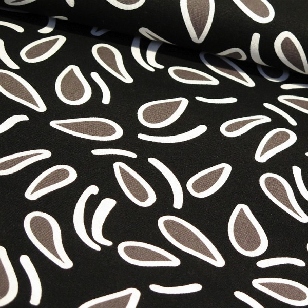 Viskose Leinen "Drops" schwarz/taupe