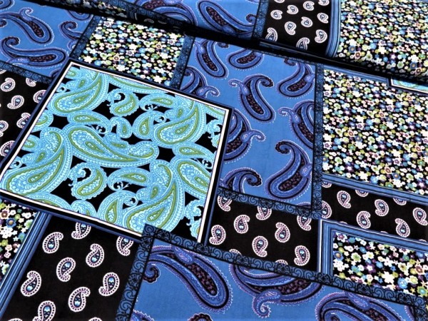Viskose "Paisley" blau