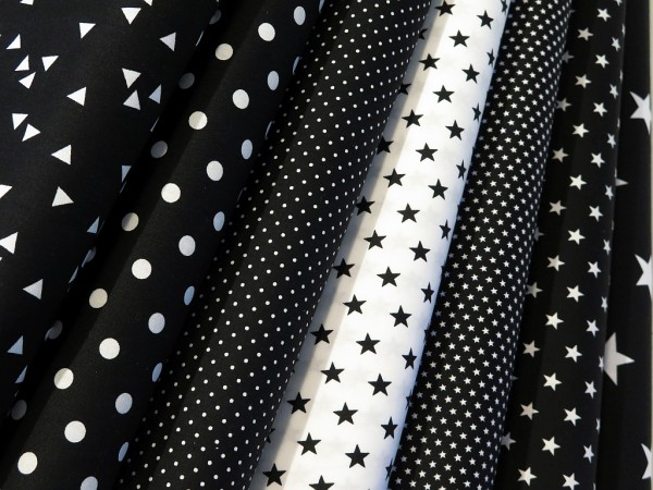 Baumwollstoff "Mini Star" schwarz