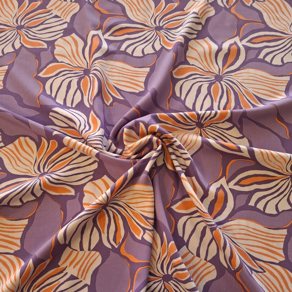 Viskose "Flower" lila/orange