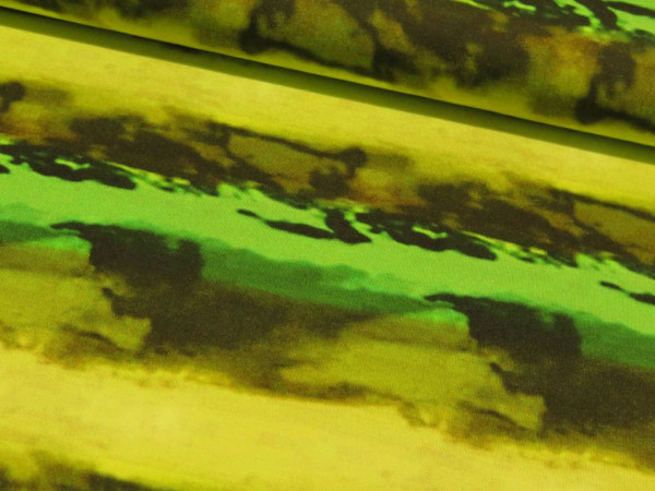 Viskosejersey "Streifen" gelb/grün
