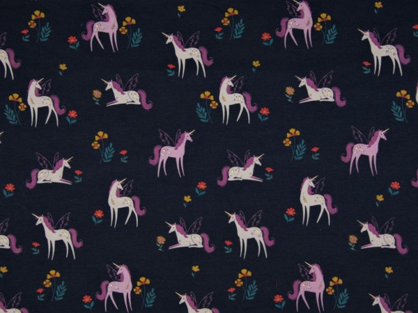 Baumwolljersey "flying unicorn" navy