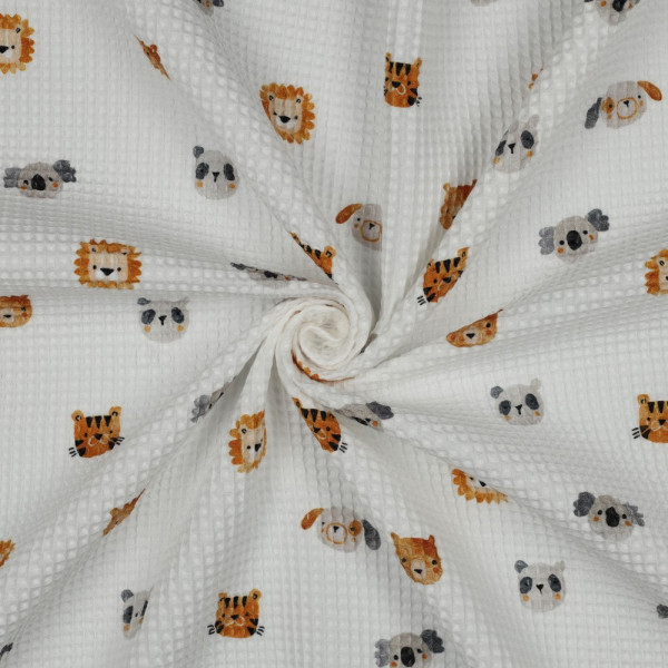 Waffelpique "Animals" weiss