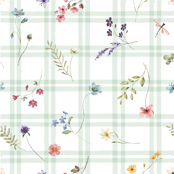 Dekostoff "Flower" kariert