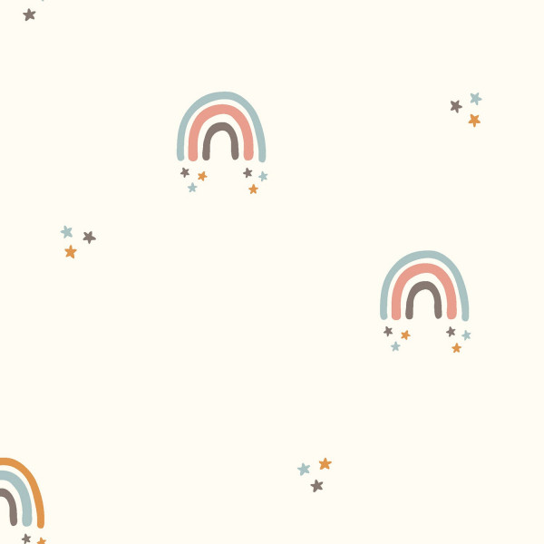 Baumwollstoff "Regenbogen" ecrü