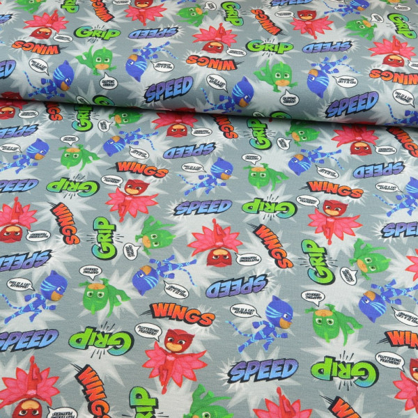 Baumwolljersey "PJ Masks" hellgrau
