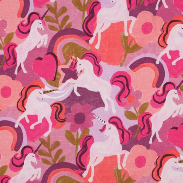 Baumwolljersey "Einhorn" pink/rosa